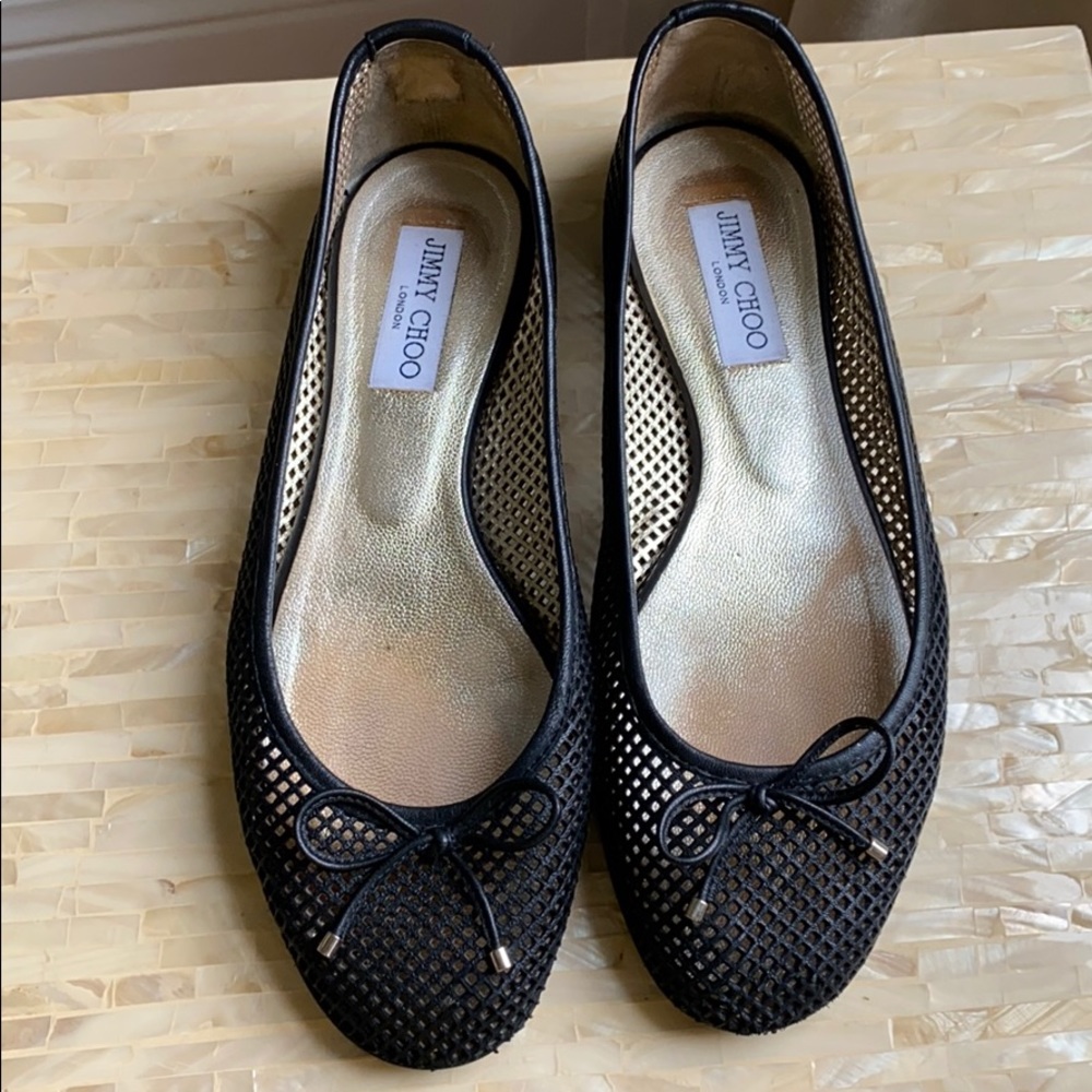 💯Authentic Jimmy Choo Walsh Perforated /Bow flats size 9